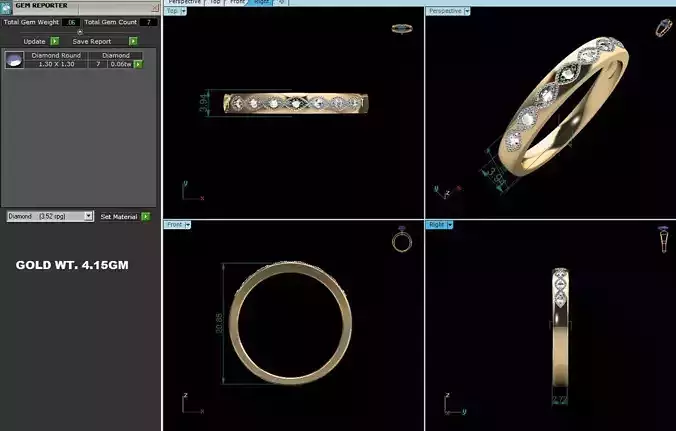 Band 3dm Render Details gold diamond eternity ring