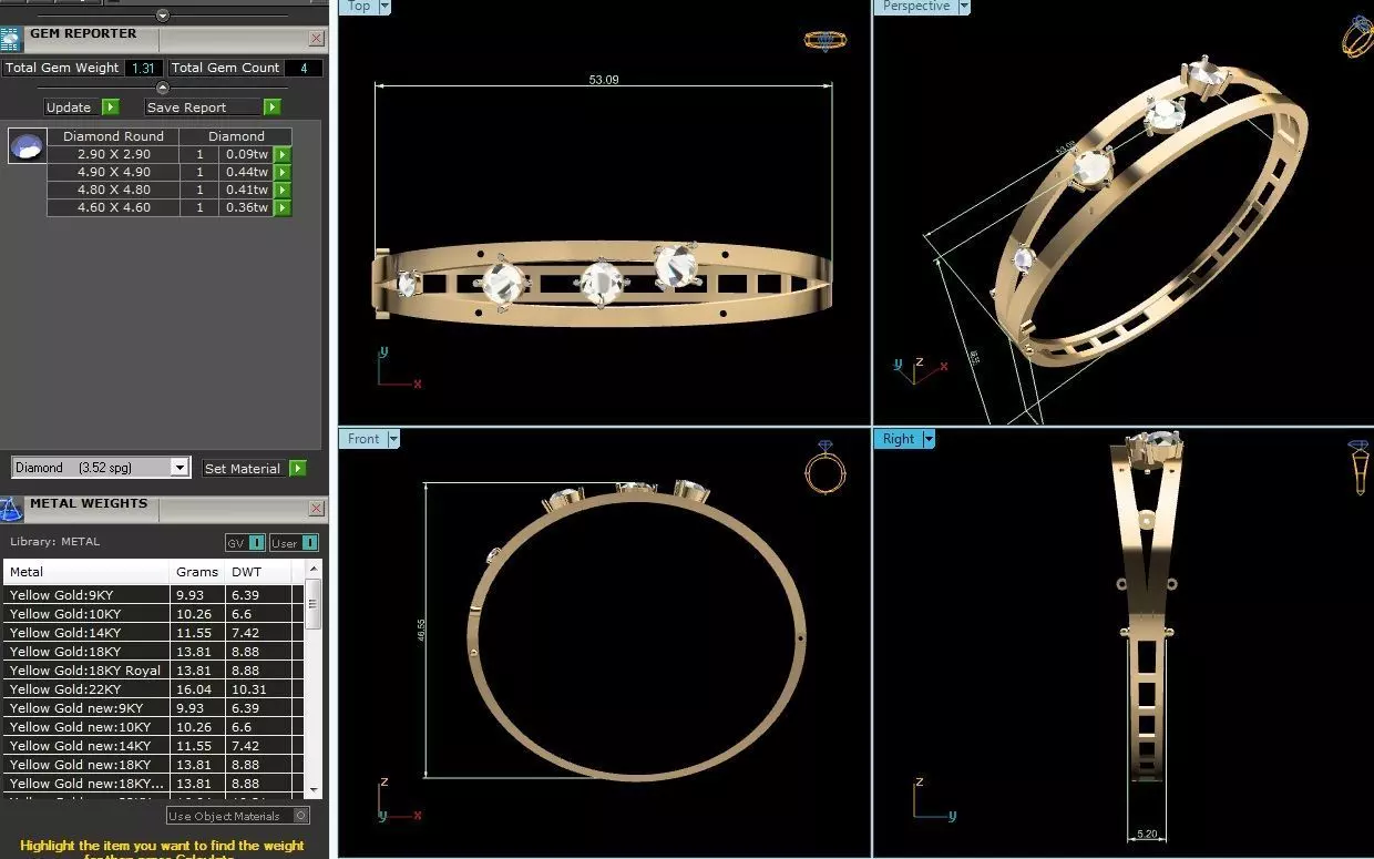 Band 3dm Render Details gold diamond ring 3D print model