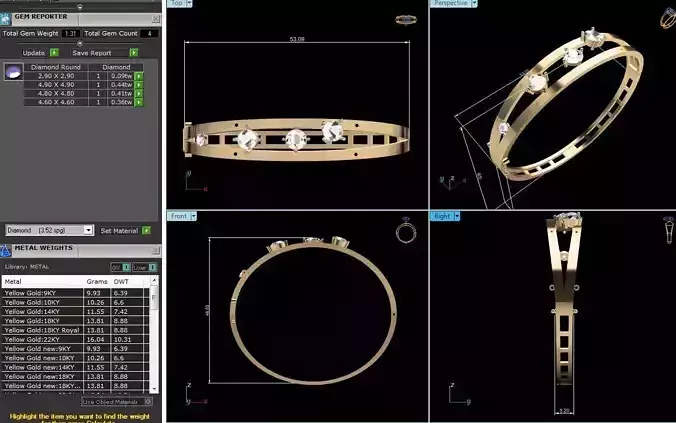 Band 3dm Render Details gold diamond ring