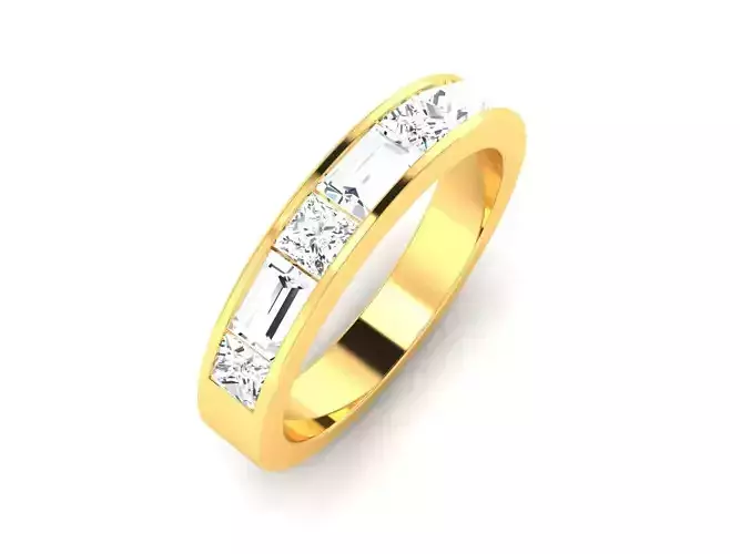 Band 3dm Render Details baguette diamond ring gold
