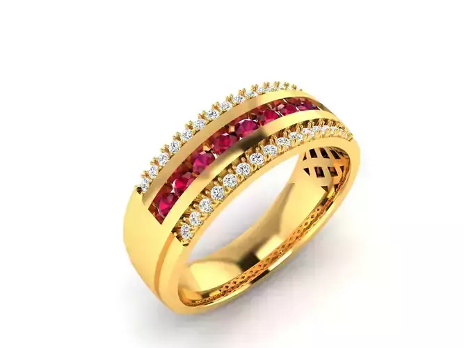 Band 3dm Render Details gold ring with sapphires
