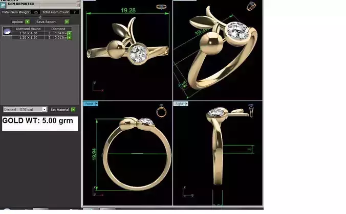 Band 3dm Render Details diamond ring gold