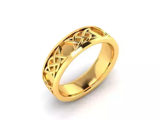 Band 3dm Render Details celtic wedding ring gold