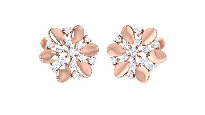 Women Stud Earrings 3dm STL OBJ FBX Renders Details 3D print model