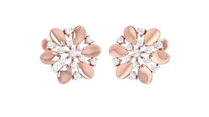 Women Stud Earrings 3dm STL OBJ FBX Renders Details