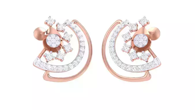 Women Stud Earrings 3dm STL OBJ FBX Renders Details