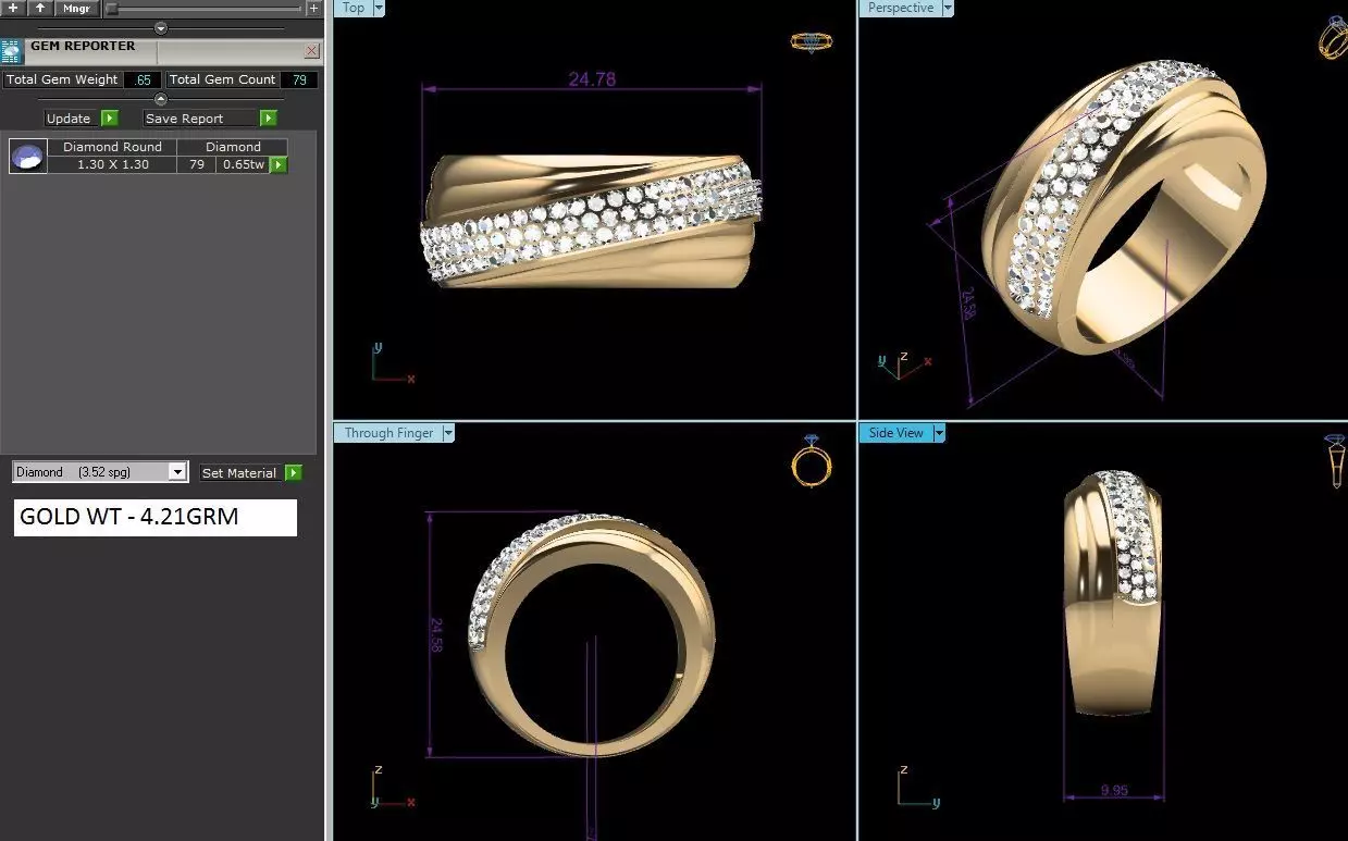 Band 3dm Render Details gold with diamonds 3D print model_0