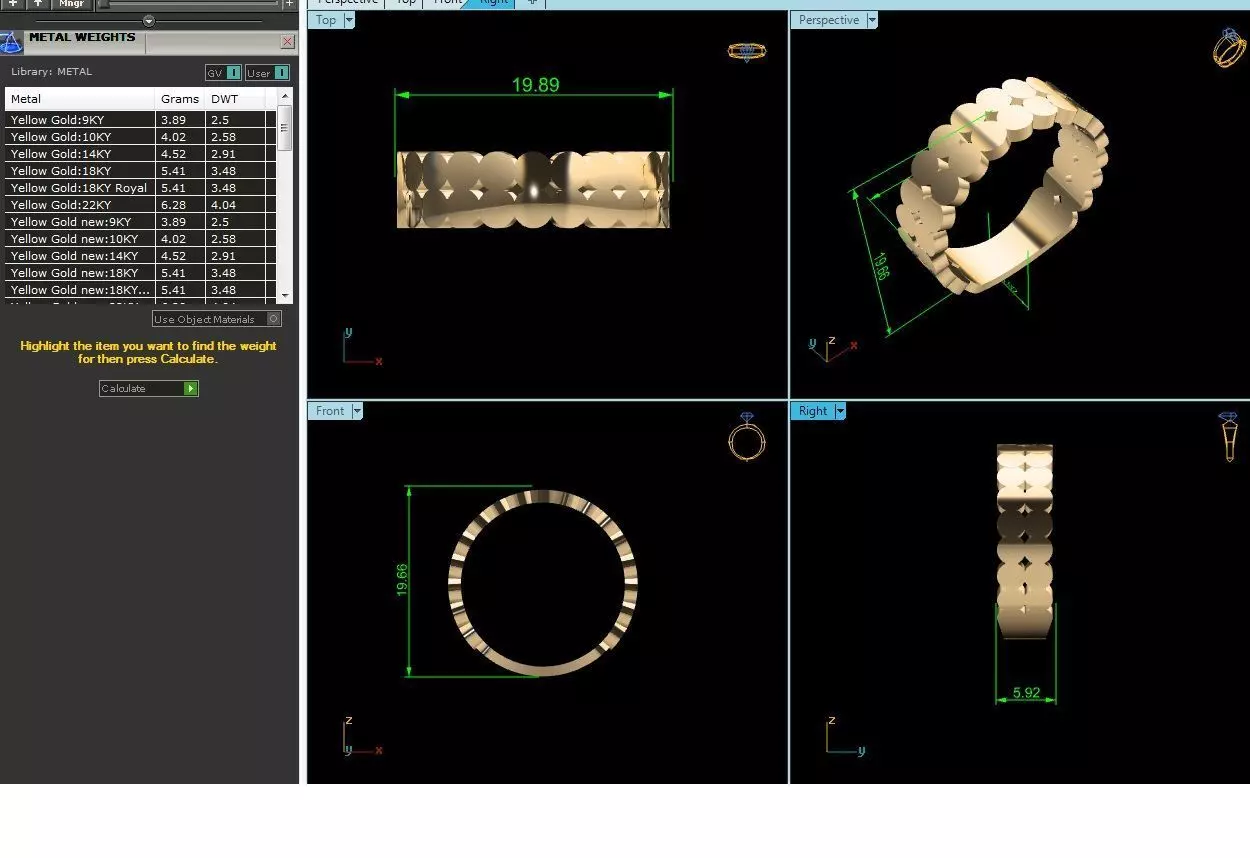 Band 3dm Render Details gold wedding with diamonds 3D print model_0