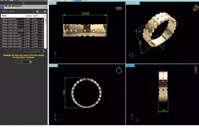 Band 3dm Render Details gold wedding with diamonds