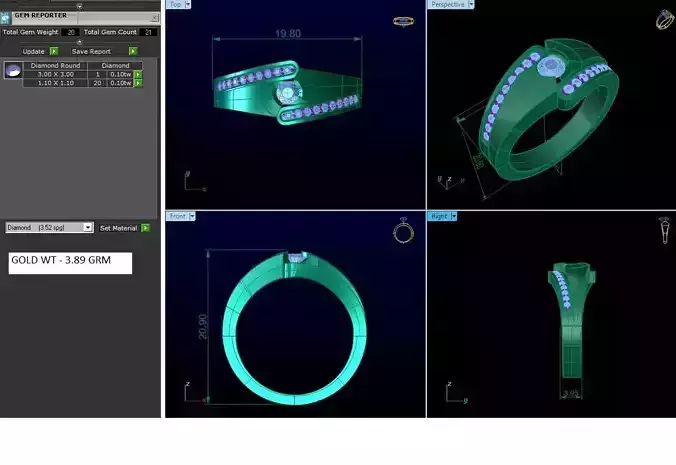Band 3dm Render Details mens diamond ring gold