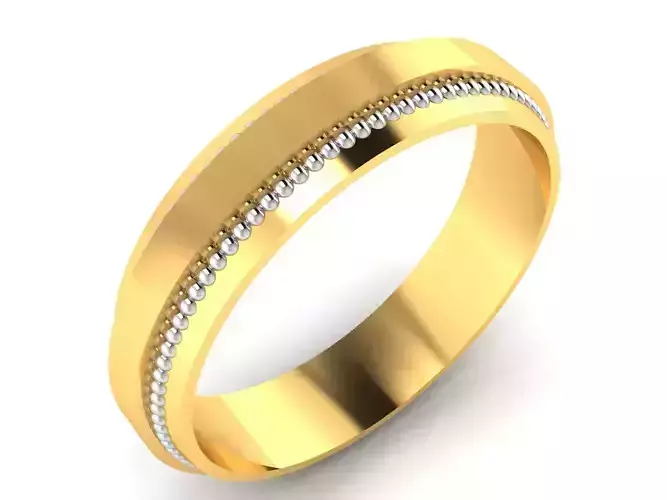 Band 3dm Render Details gold wedding with two rows of diamonds