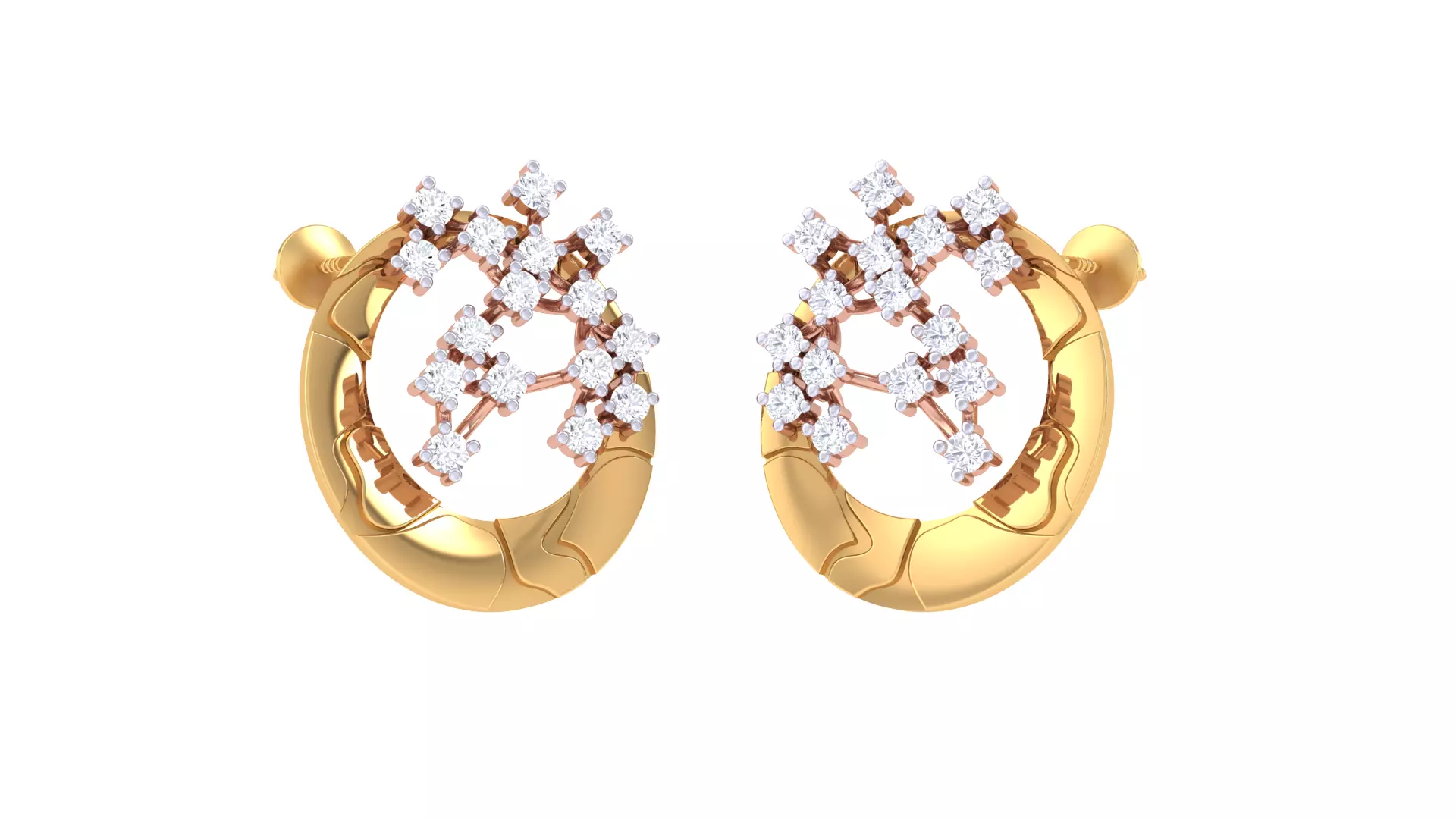 Women Stud Earrings 3dm STL OBJ FBX Renders Details 3D print model_0