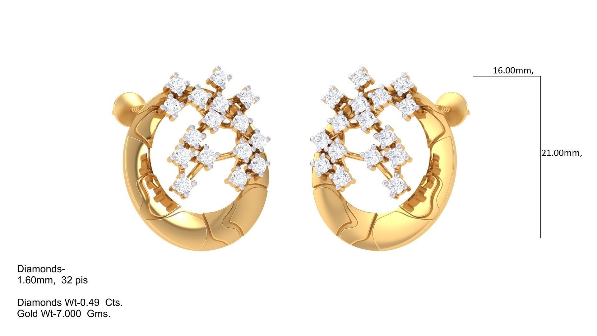 Women Stud Earrings 3dm STL OBJ FBX Renders Details 3D print model_1