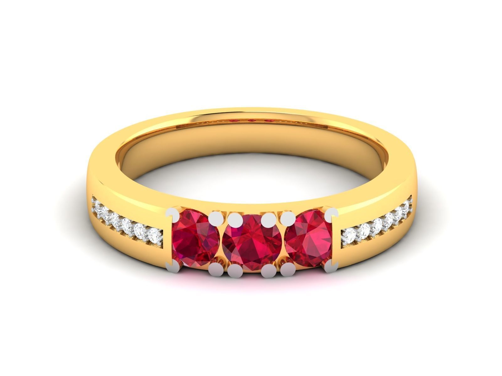 Band 3dm Render Details ruby and diamond ring gold 3D print model_8