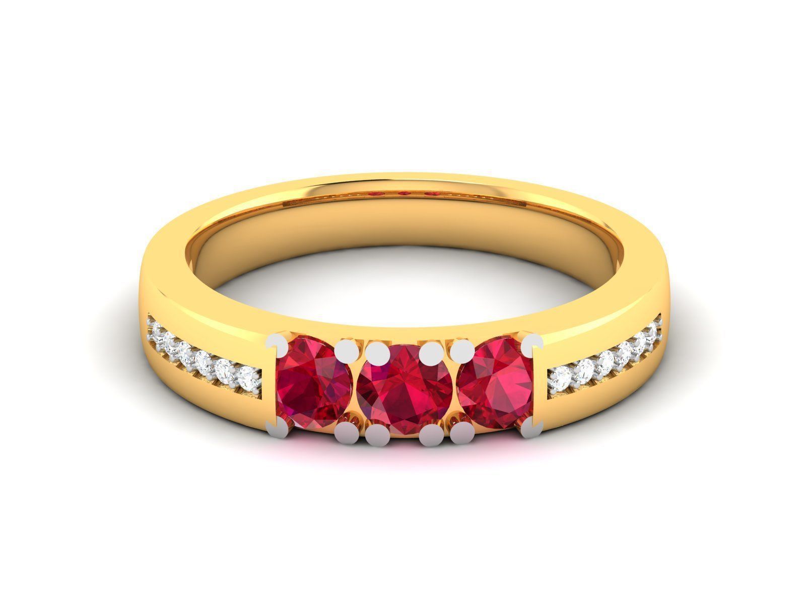 Band 3dm Render Details ruby and diamond ring gold 3D print model_11