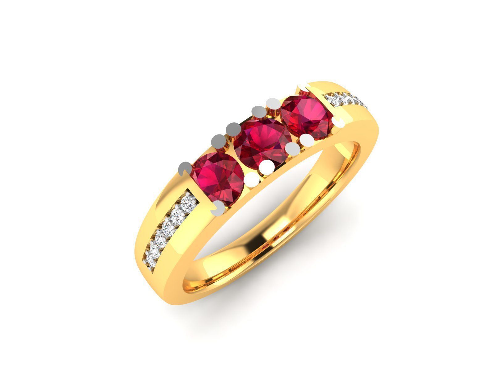 Band 3dm Render Details ruby and diamond ring gold 3D print model_1