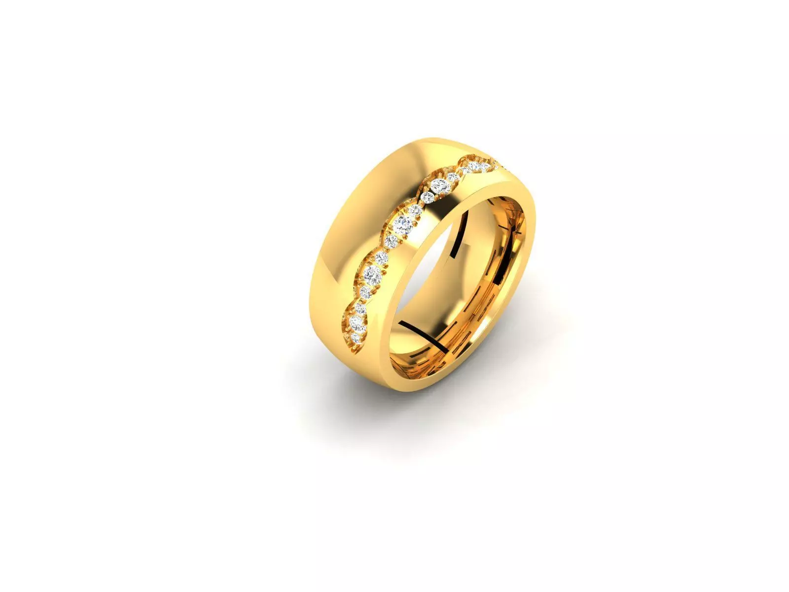 Band 3dm Render Details gold wedding with diamonds 3D print model