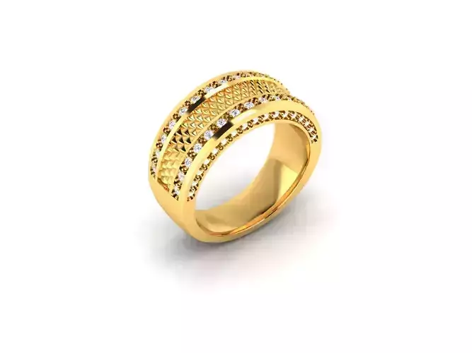 Band 3dm Render Details gold ring with diamonds