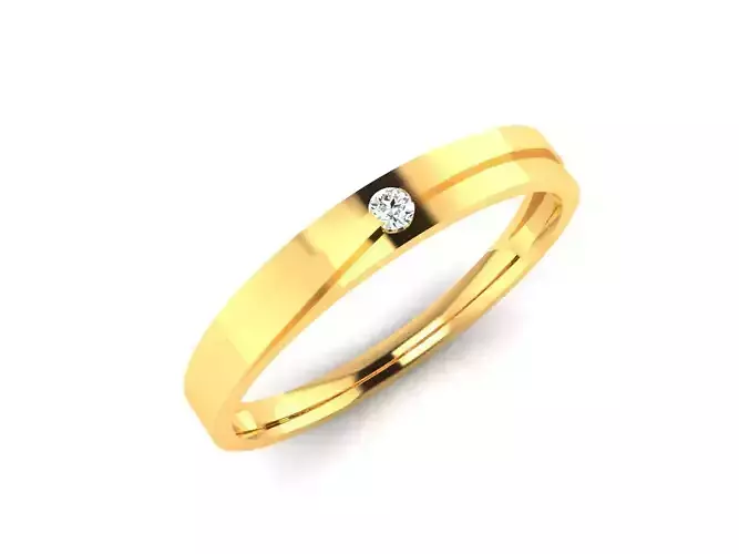 Band 3dm Render Details gold wedding with diamond in center