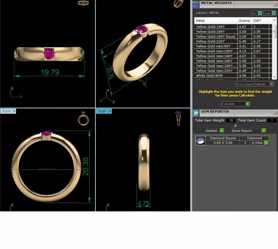 Band 3dm Render Details ruby ring gold 3D print model