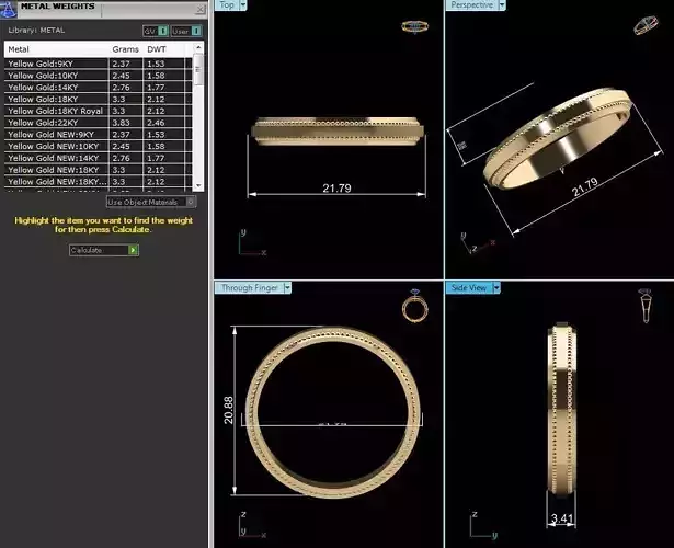 Band 3dm Render Details gold wedding