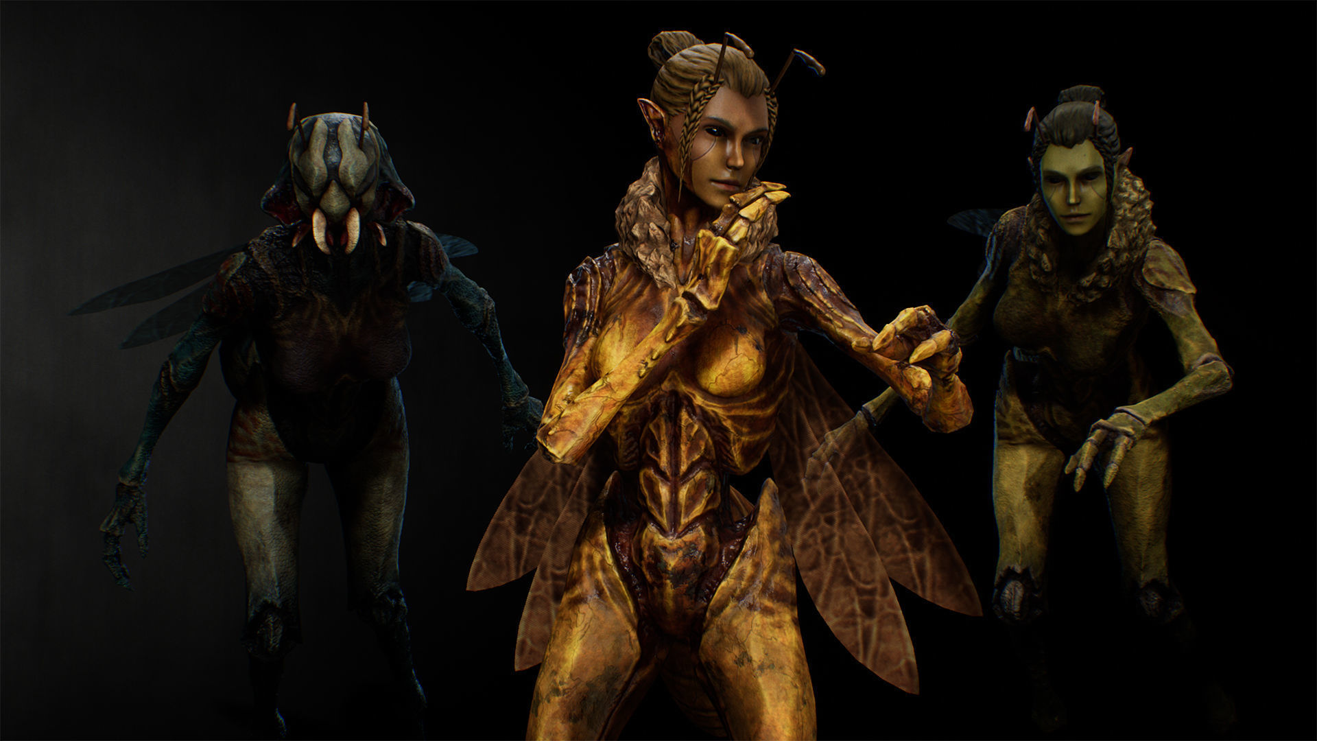 Bee Girl Low-poly 3D model_7