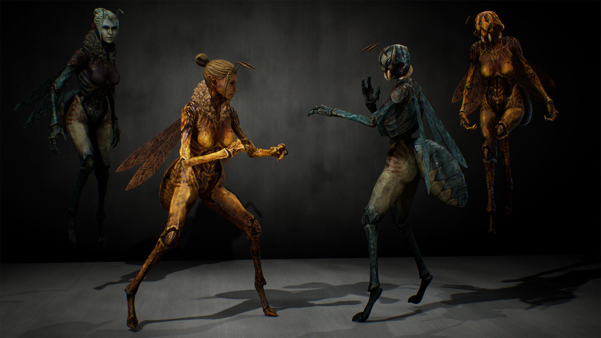 Bee Girl Low-poly 3D model_10