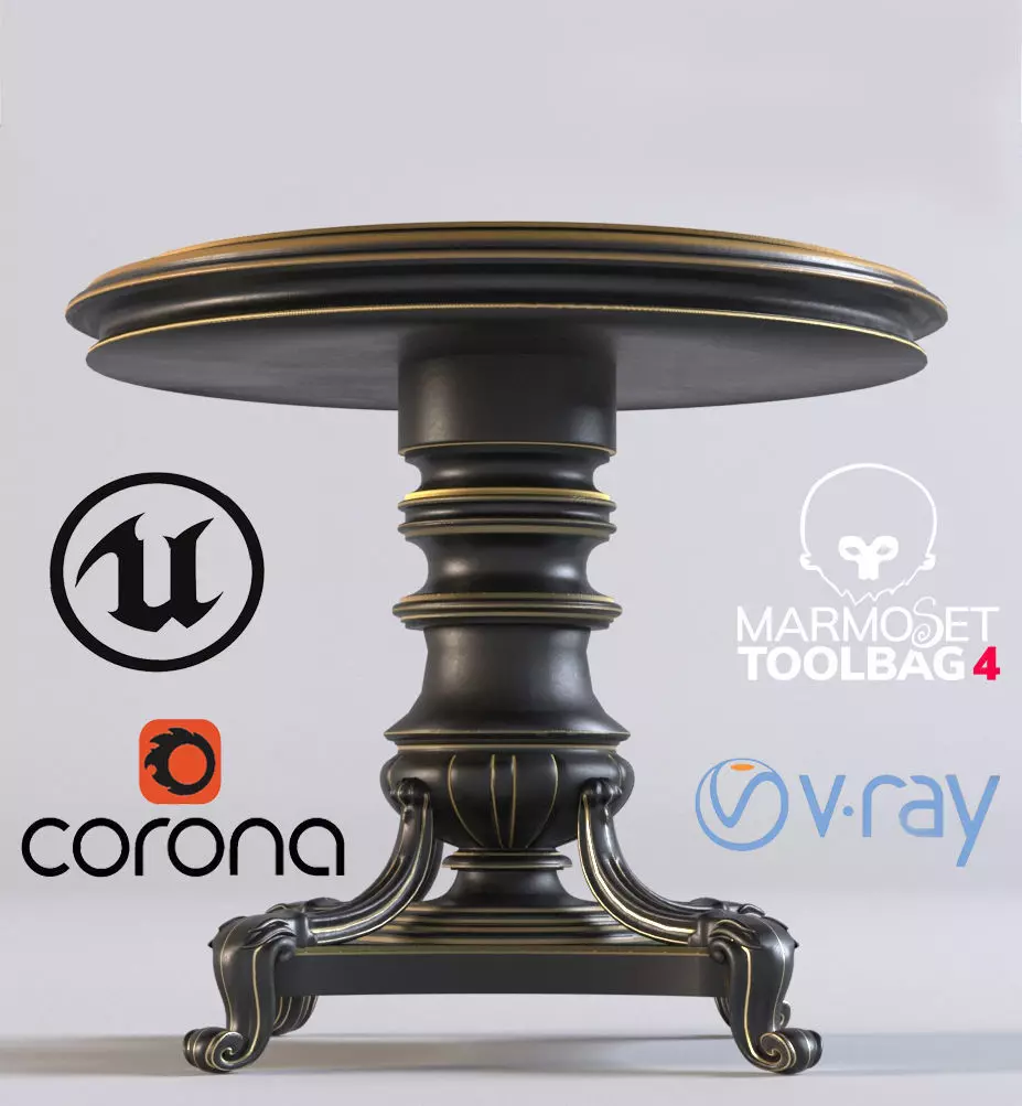 Round table Low-poly 3D model_0