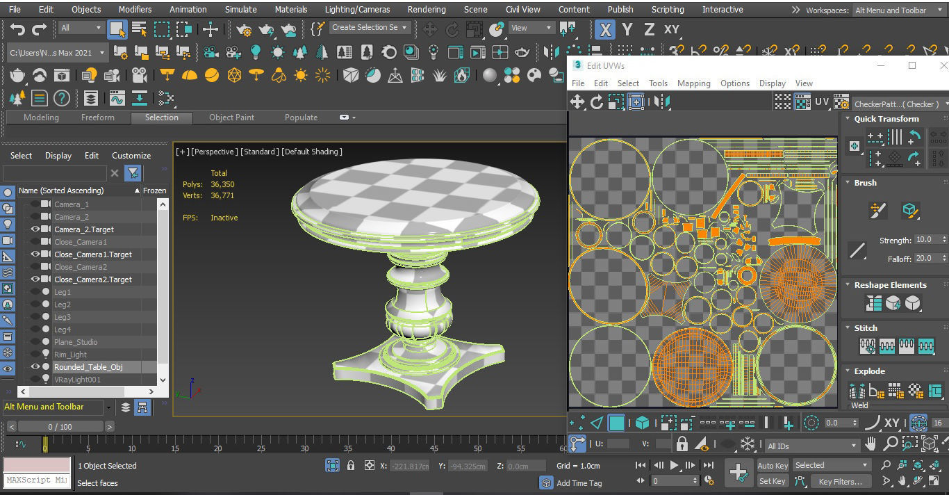 Round table Low-poly 3D model_19