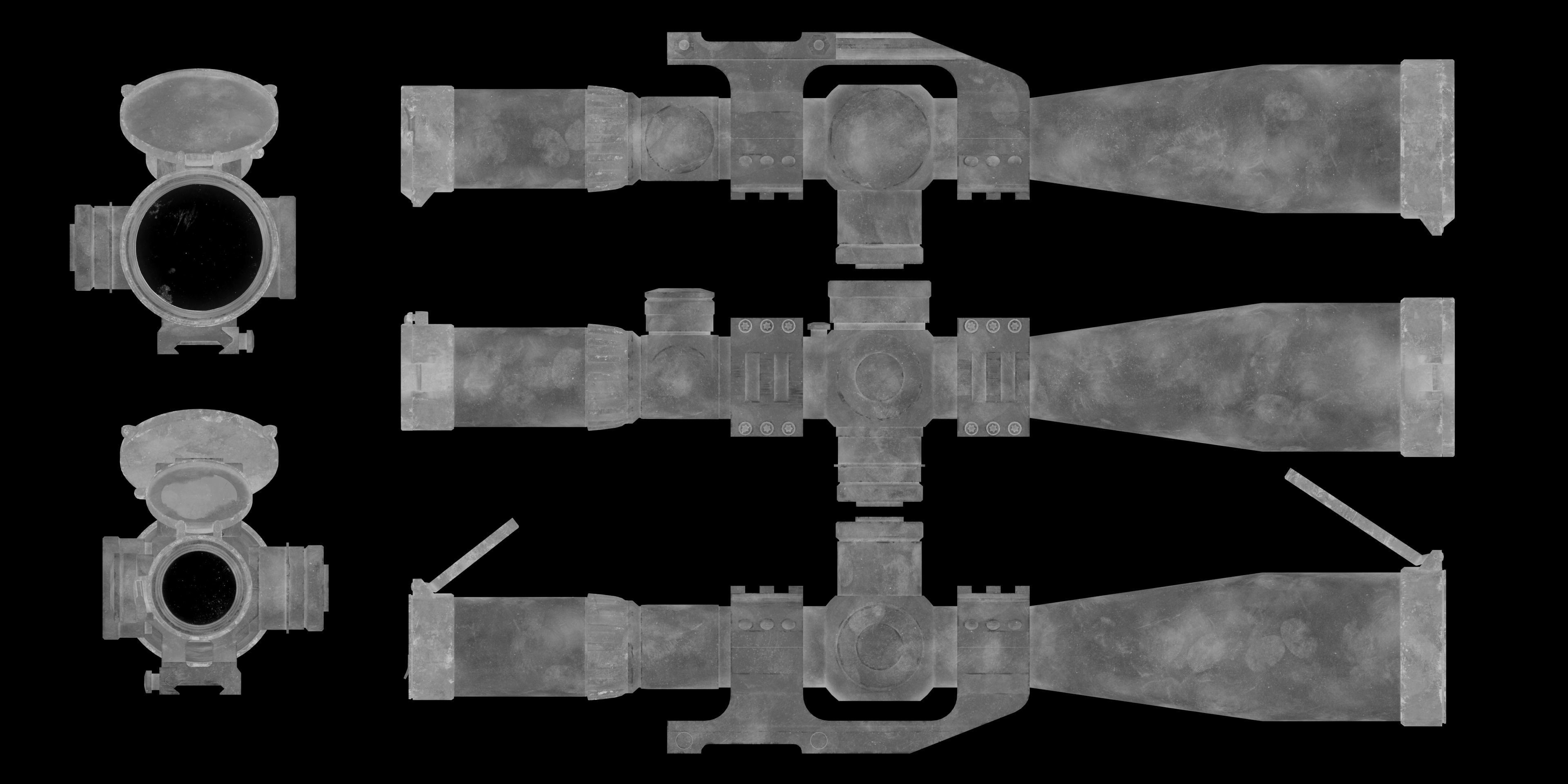 Sniper rifle scope with mount Low-poly 3D model_4
