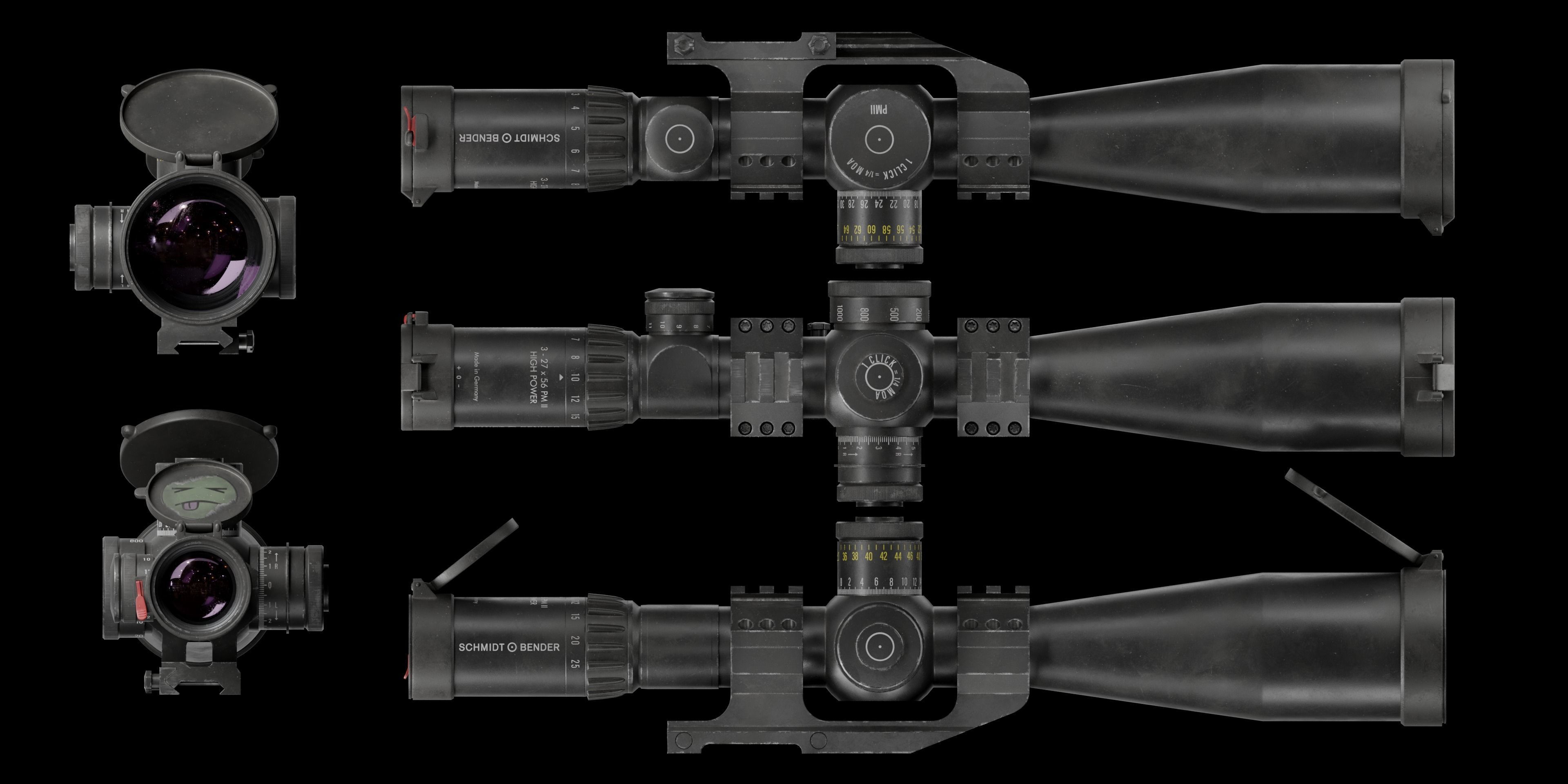 Sniper rifle scope with mount Low-poly 3D model_2