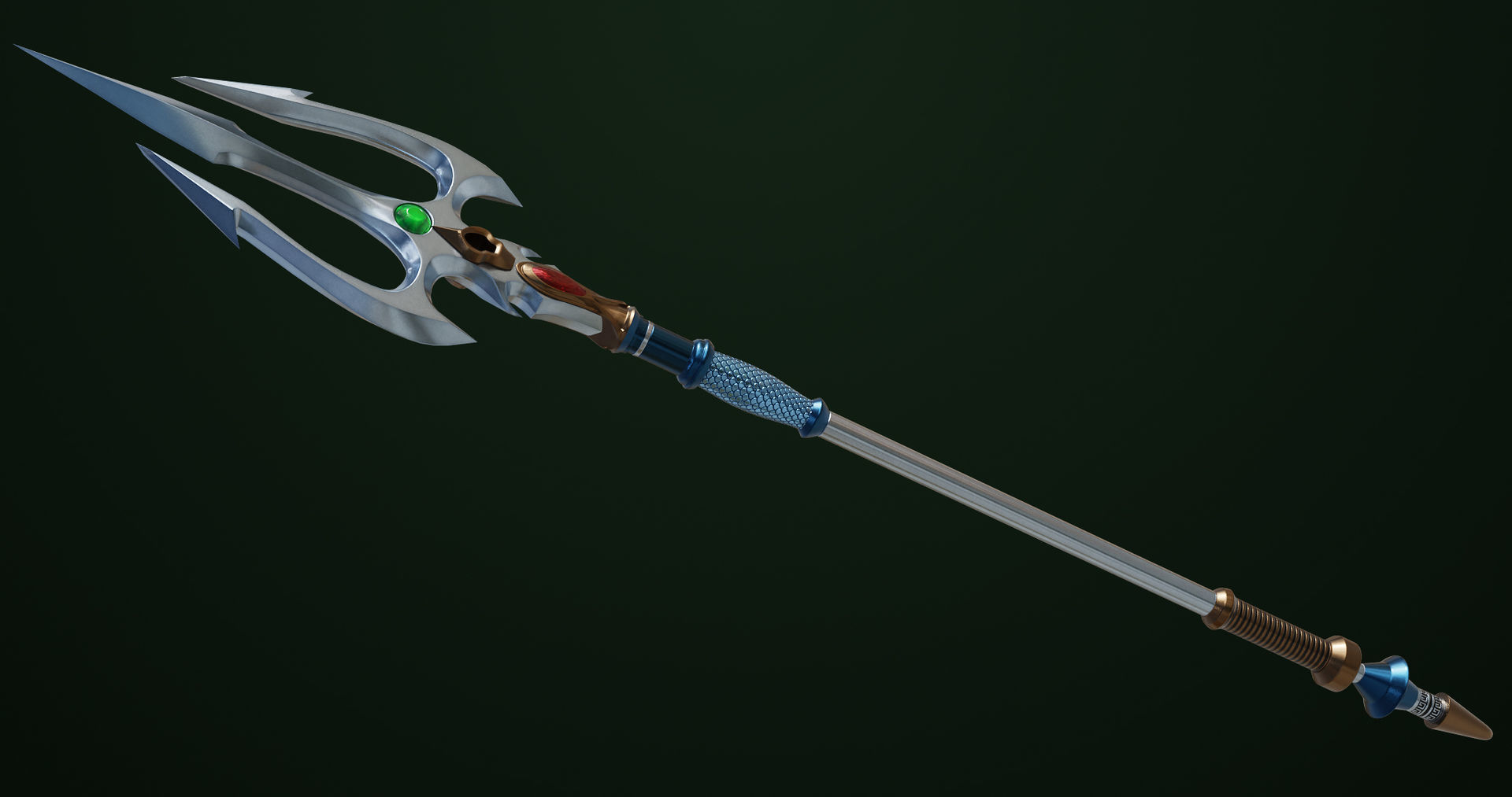 Fantasy Trident 06 All PBR Unity UE Textures Included Low-poly 3D model_4