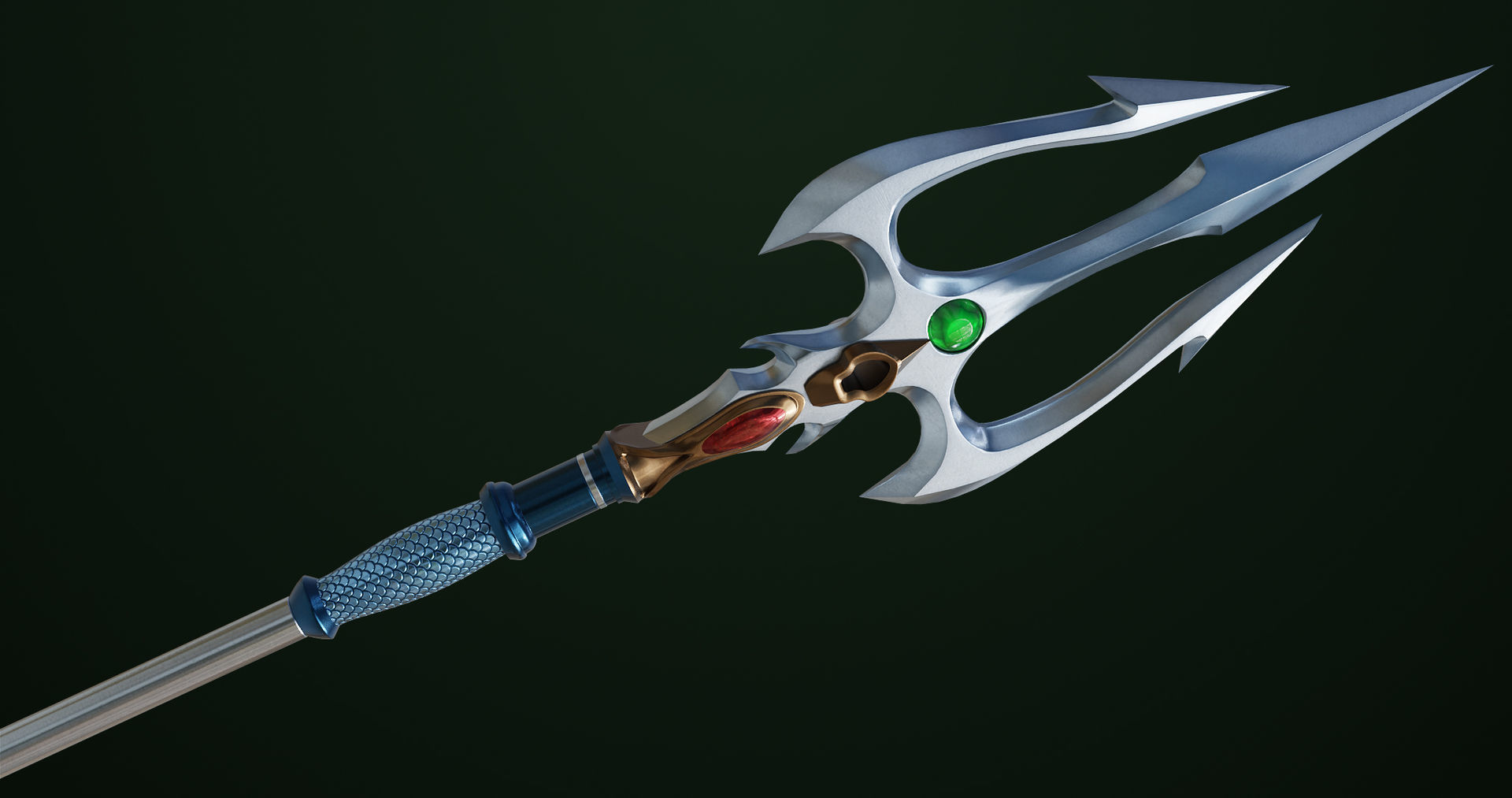 Fantasy Trident 06 All PBR Unity UE Textures Included Low-poly 3D model_6