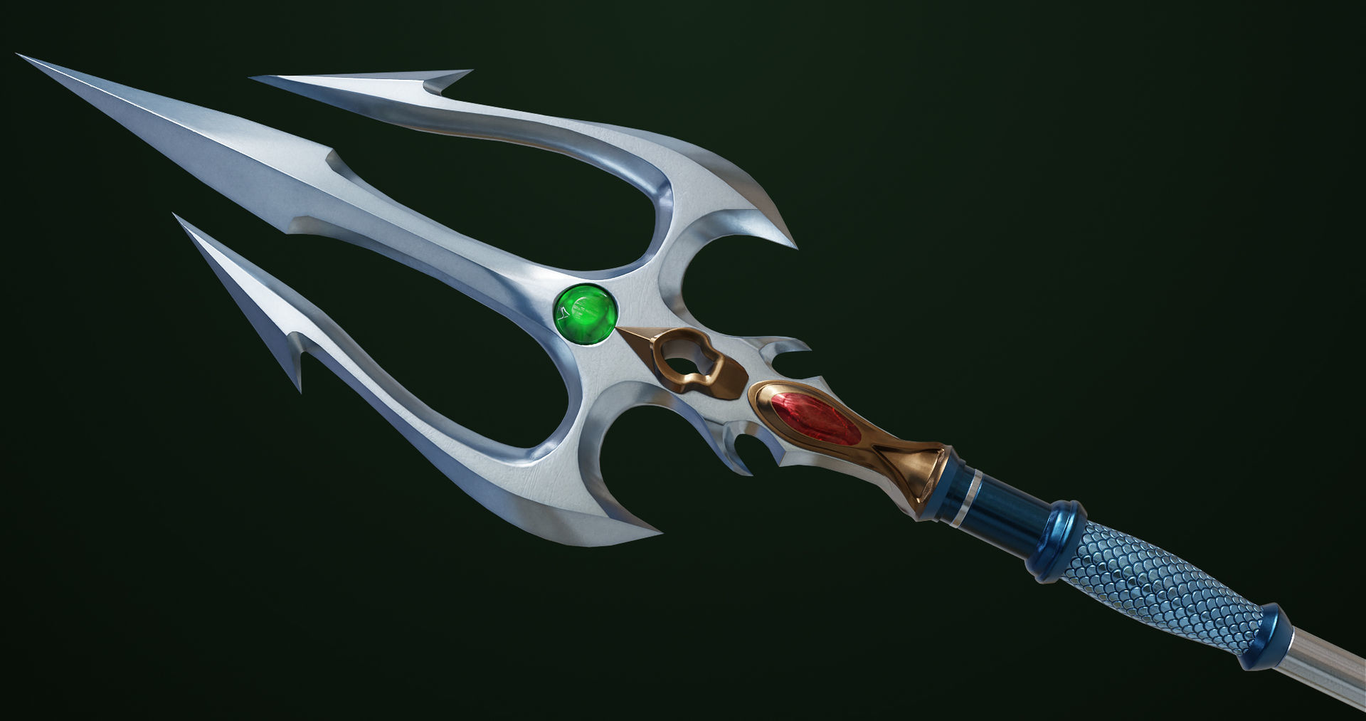 Fantasy Trident 06 All PBR Unity UE Textures Included Low-poly 3D model_9