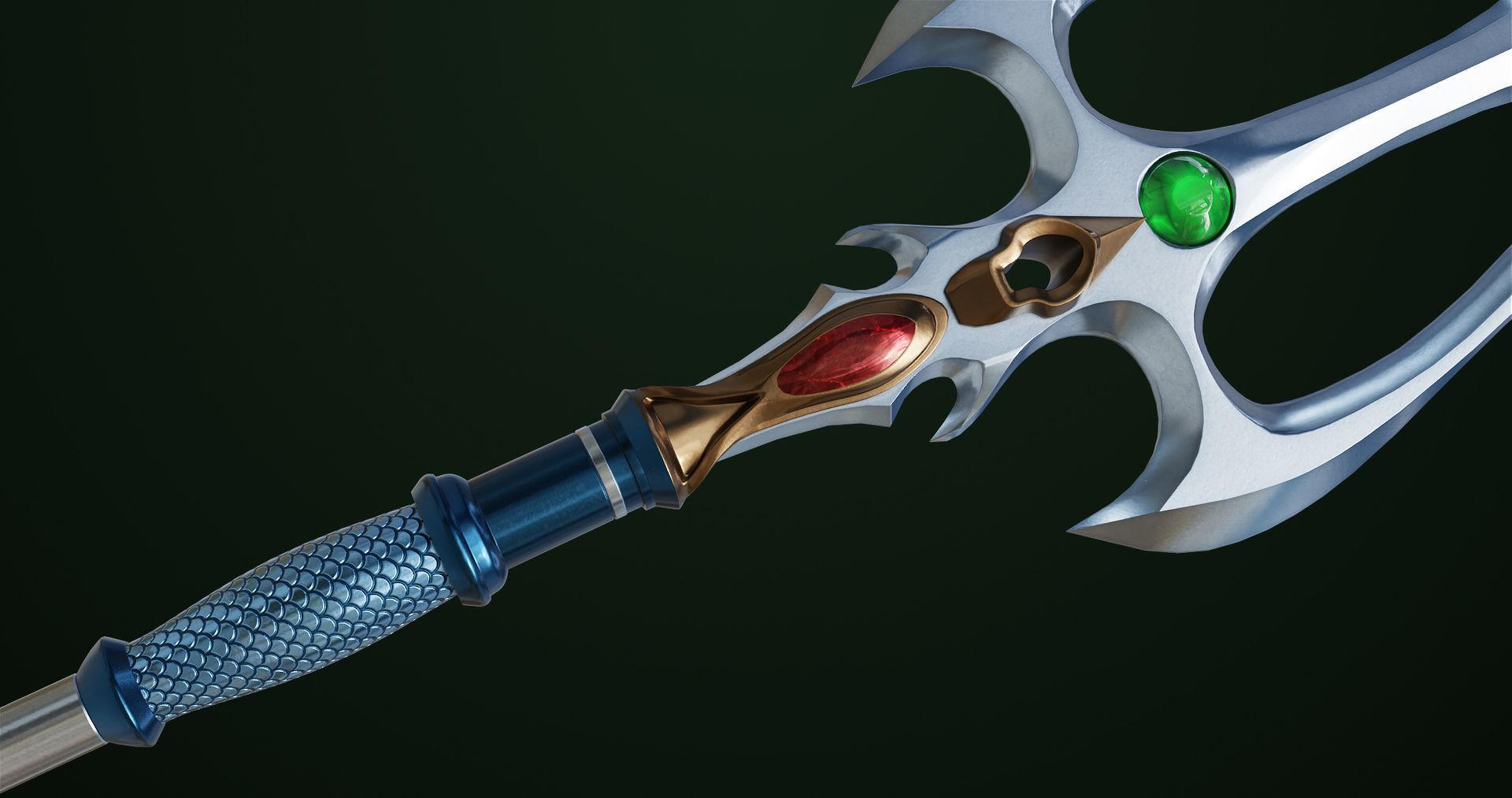 Fantasy Trident 06 All PBR Unity UE Textures Included Low-poly 3D model_16