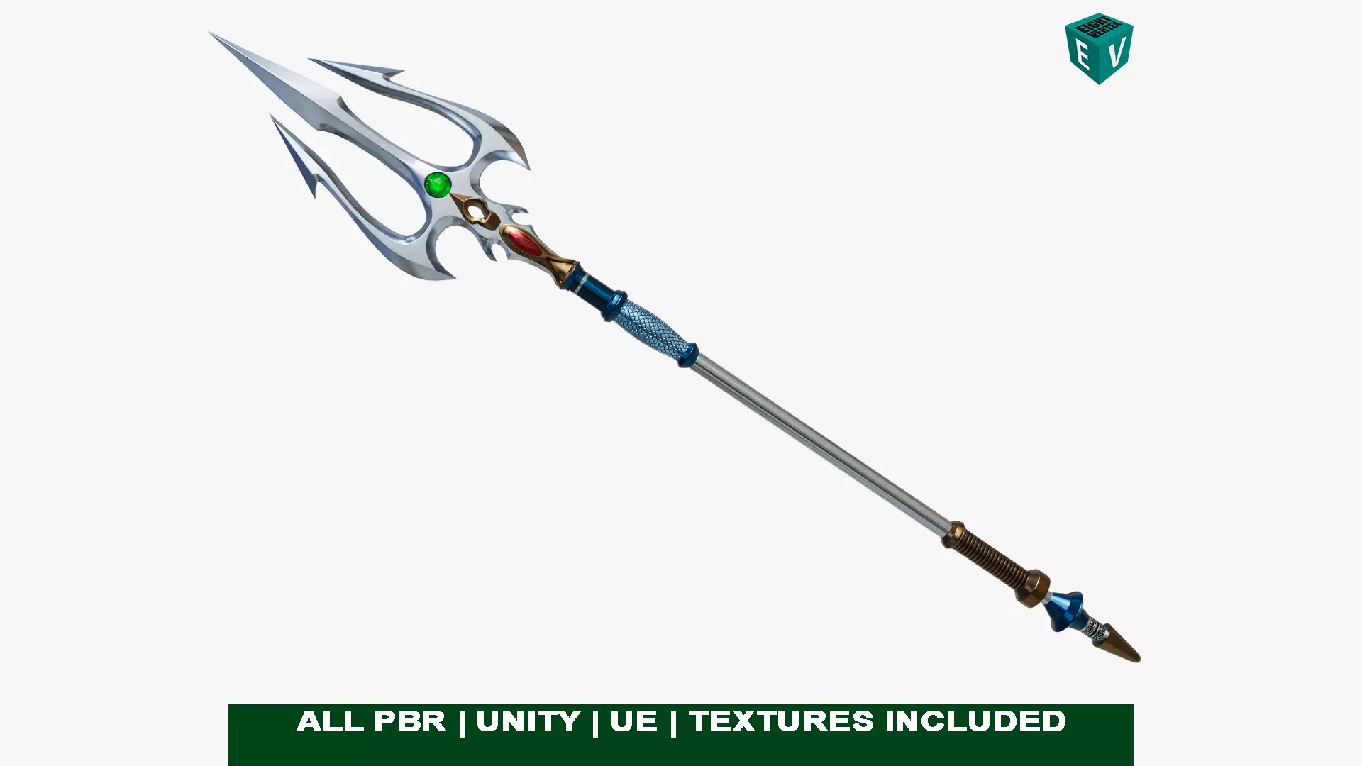 Fantasy Trident 06 All PBR Unity UE Textures Included Low-poly 3D model_0
