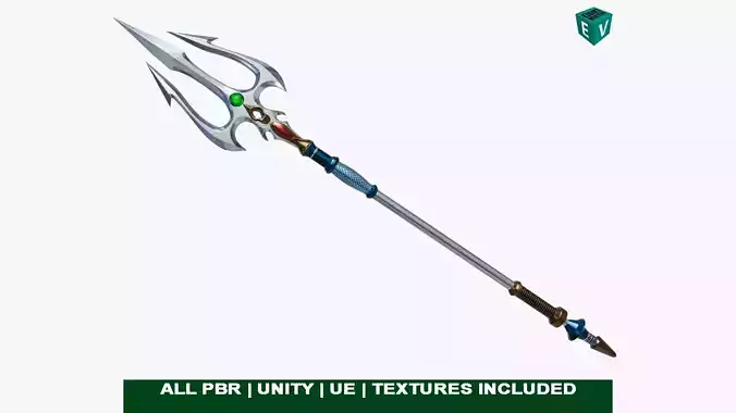 Fantasy Trident 06 All PBR Unity UE Textures Included Low-poly 3D model