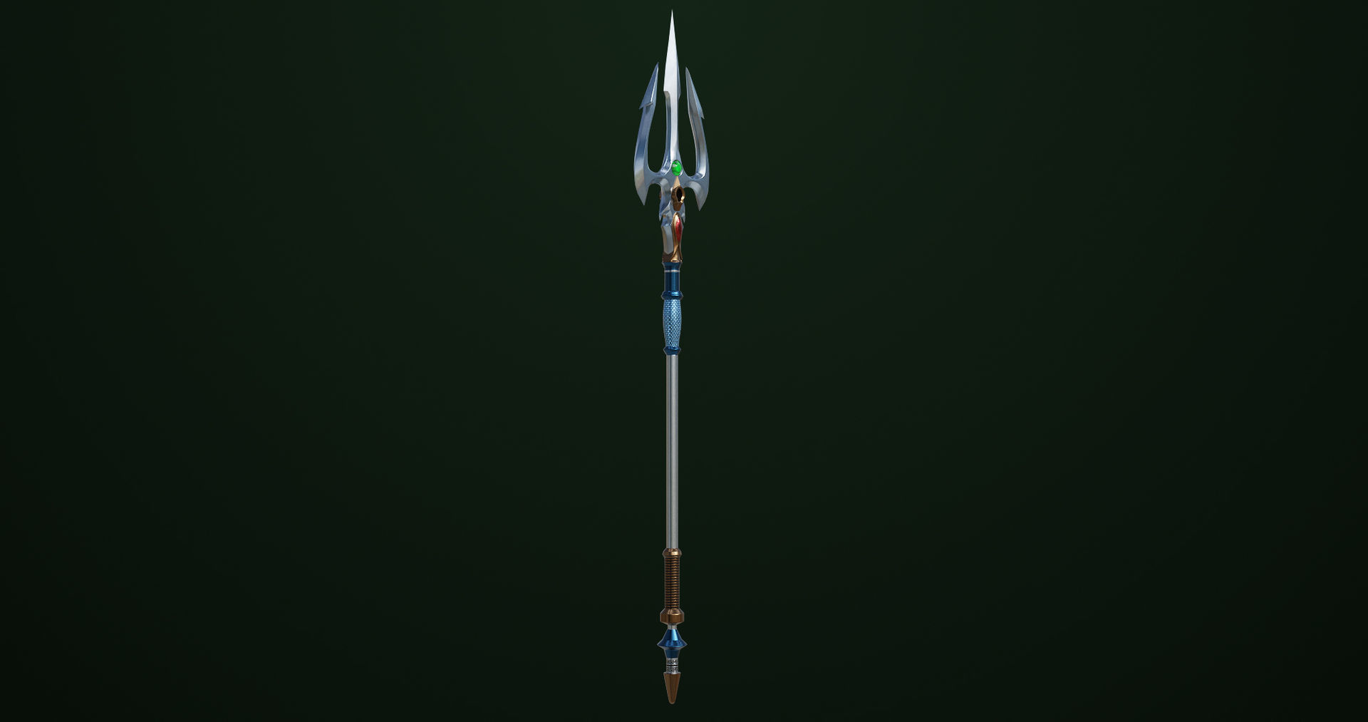 Fantasy Trident 06 All PBR Unity UE Textures Included Low-poly 3D model_3