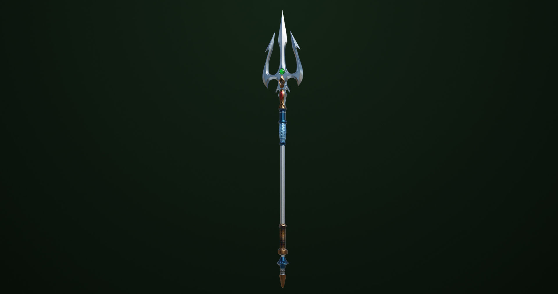 Fantasy Trident 06 All PBR Unity UE Textures Included Low-poly 3D model_10