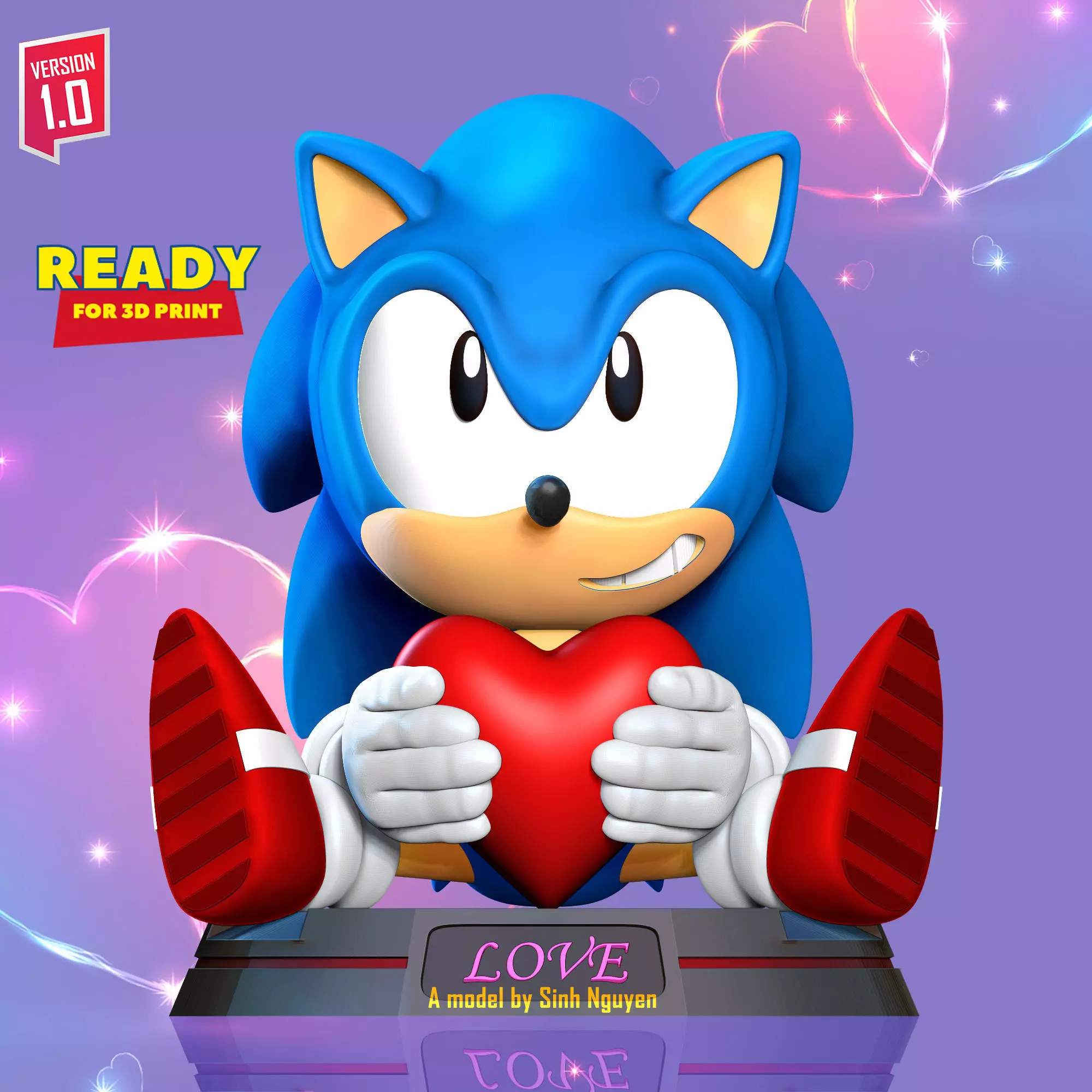 Sonic with Valentine  3D print model_0