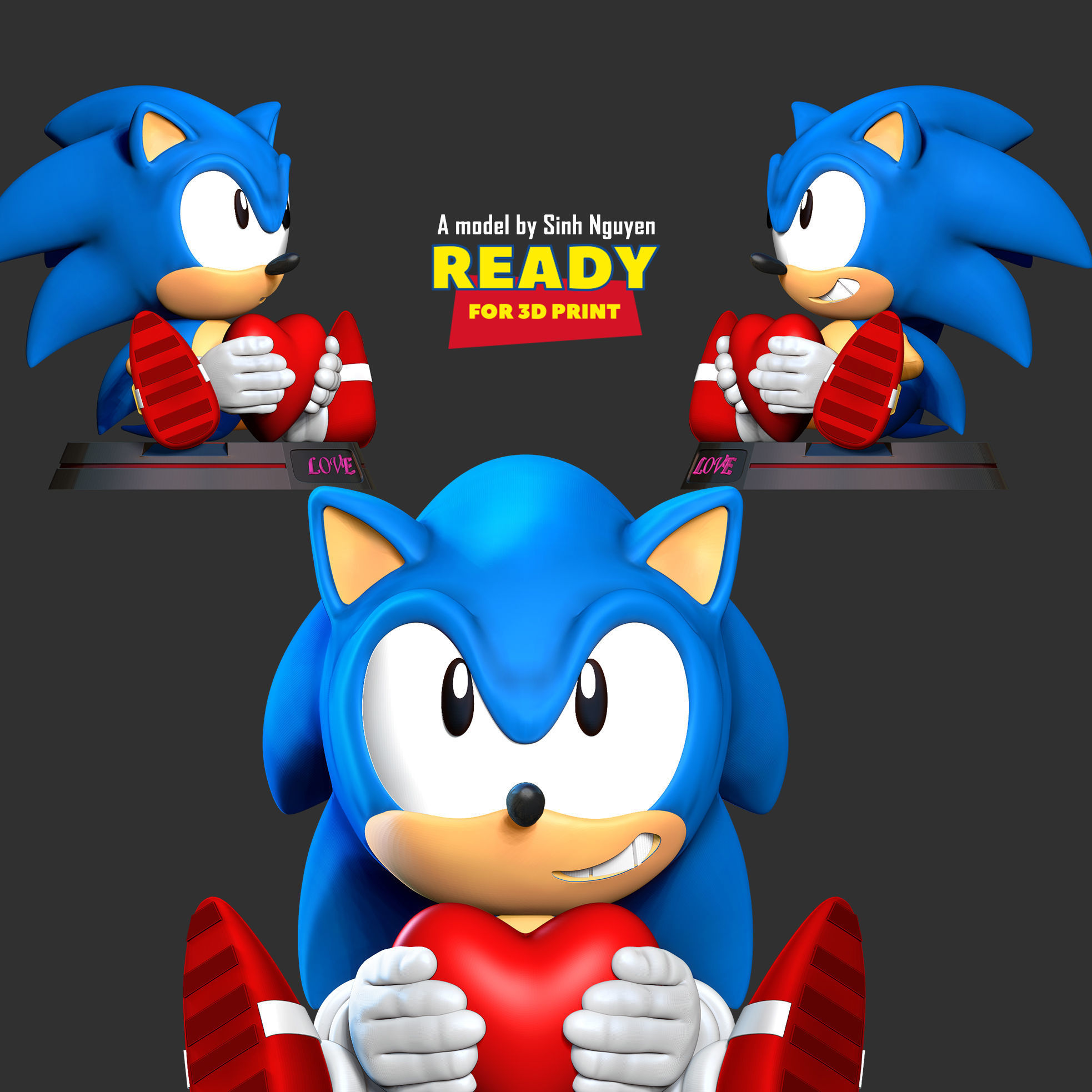 Sonic with Valentine  3D print model_1