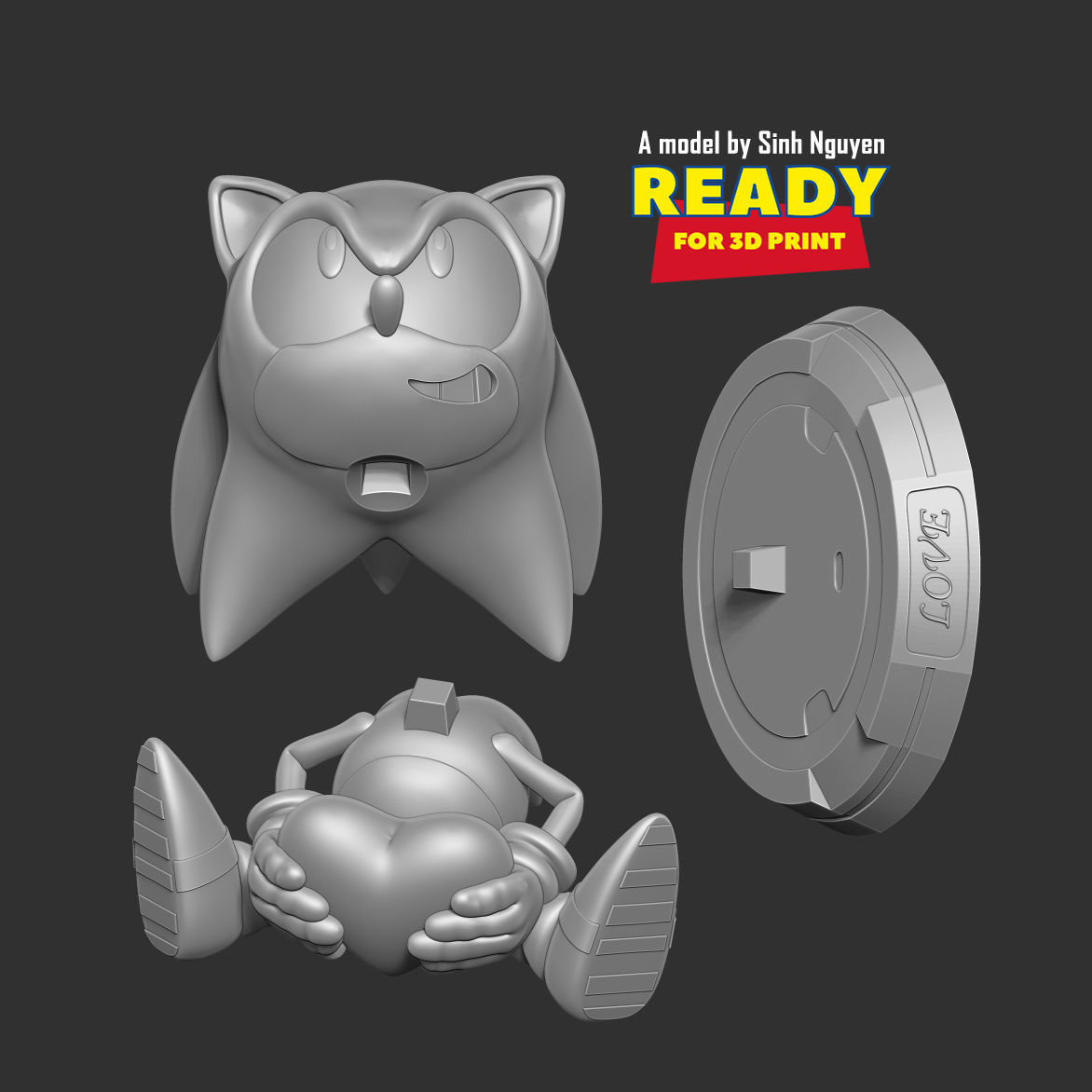 Sonic with Valentine  3D print model_2