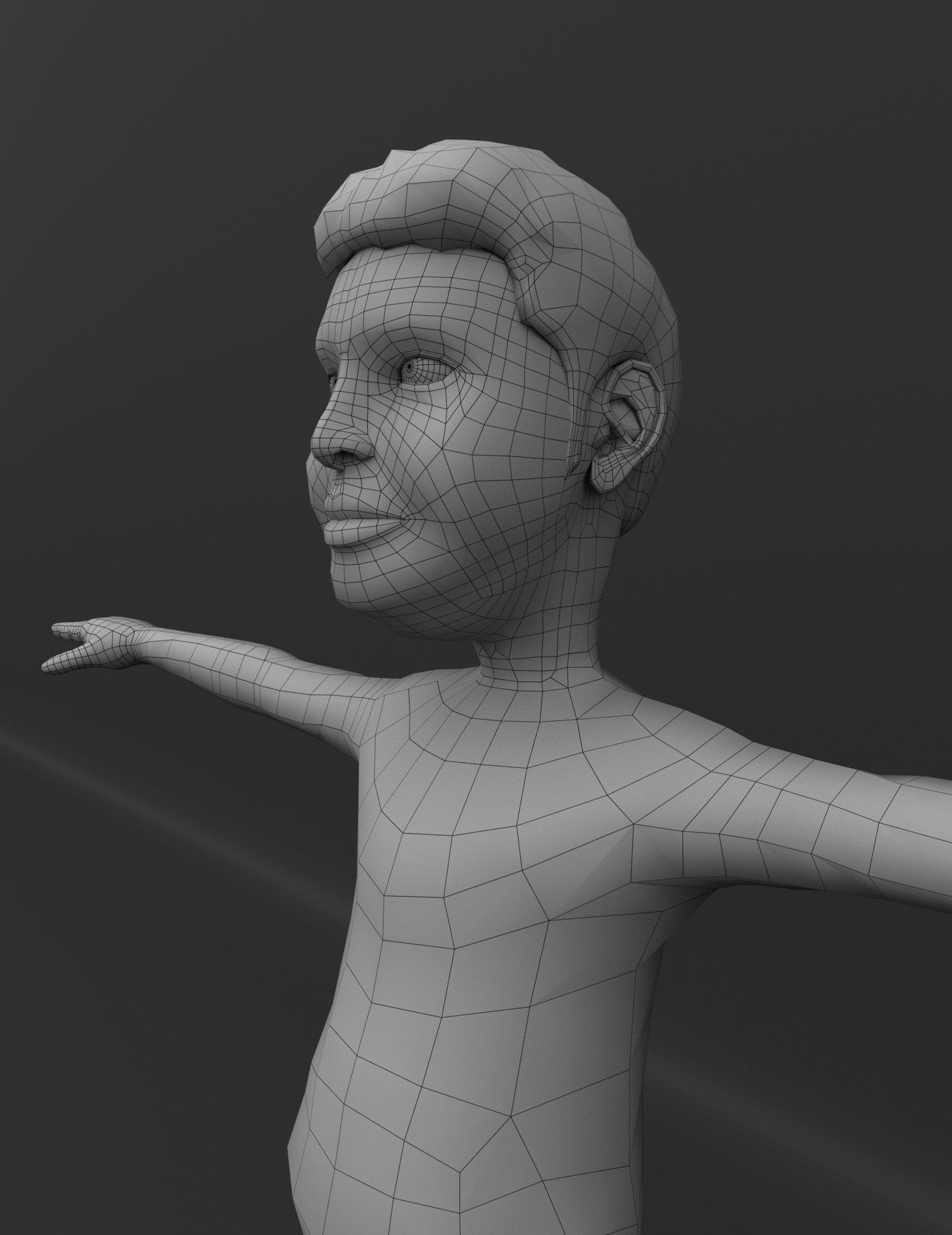 Male Body Jai Base Mesh 3D Model Low-poly 3D model Low-poly 3D model_3