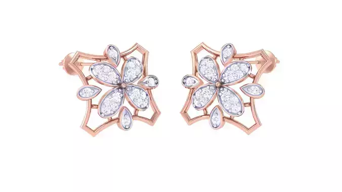 Women Stud Earrings 3dm STL OBJ FBX Renders Details