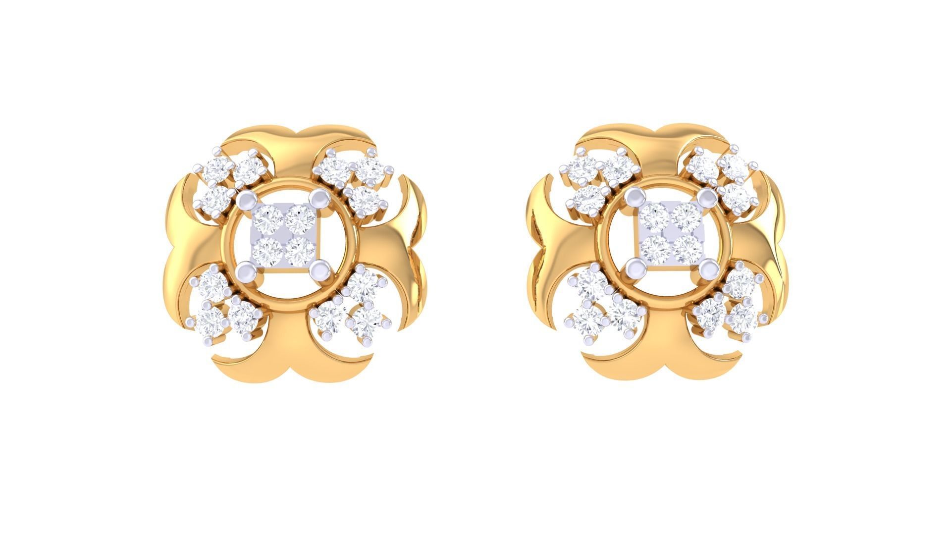 Women Stud Earrings 3dm STL OBJ FBX Renders Details 3D print model_3