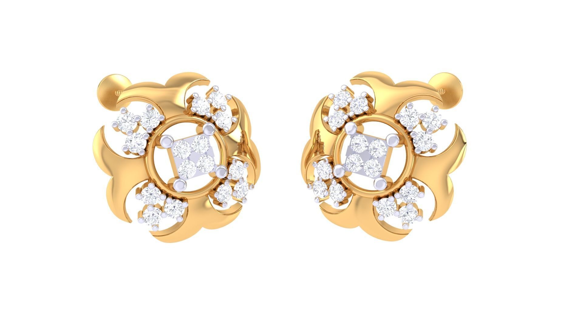 Women Stud Earrings 3dm STL OBJ FBX Renders Details 3D print model_2