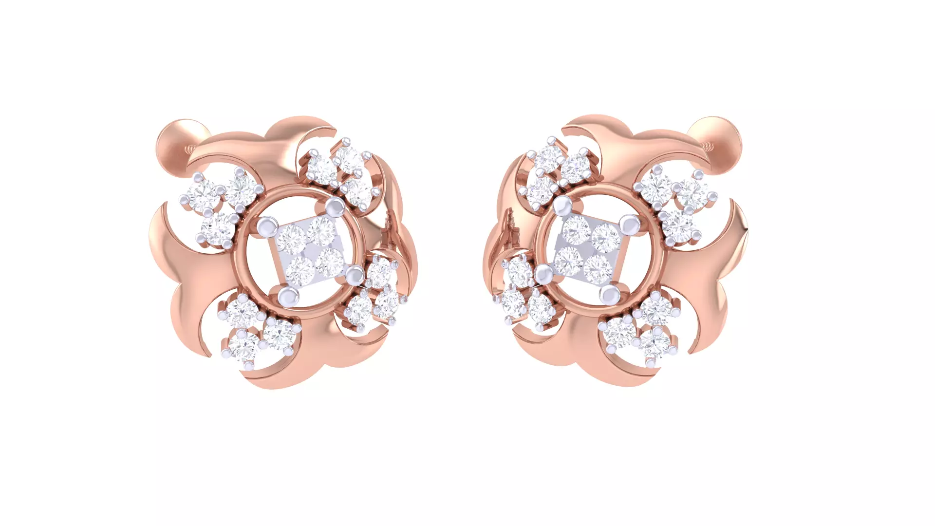 Women Stud Earrings 3dm STL OBJ FBX Renders Details 3D print model_0