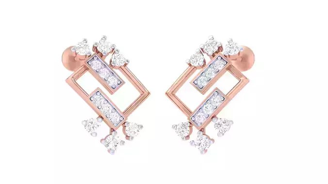 Women Stud Earrings 3dm STL OBJ FBX Renders Details