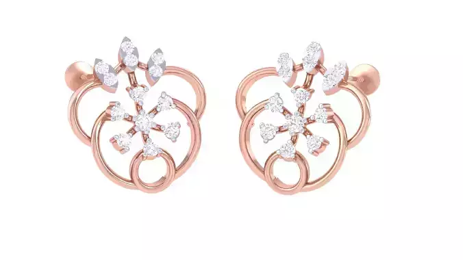 Women Stud Earrings 3dm STL OBJ FBX Renders Details