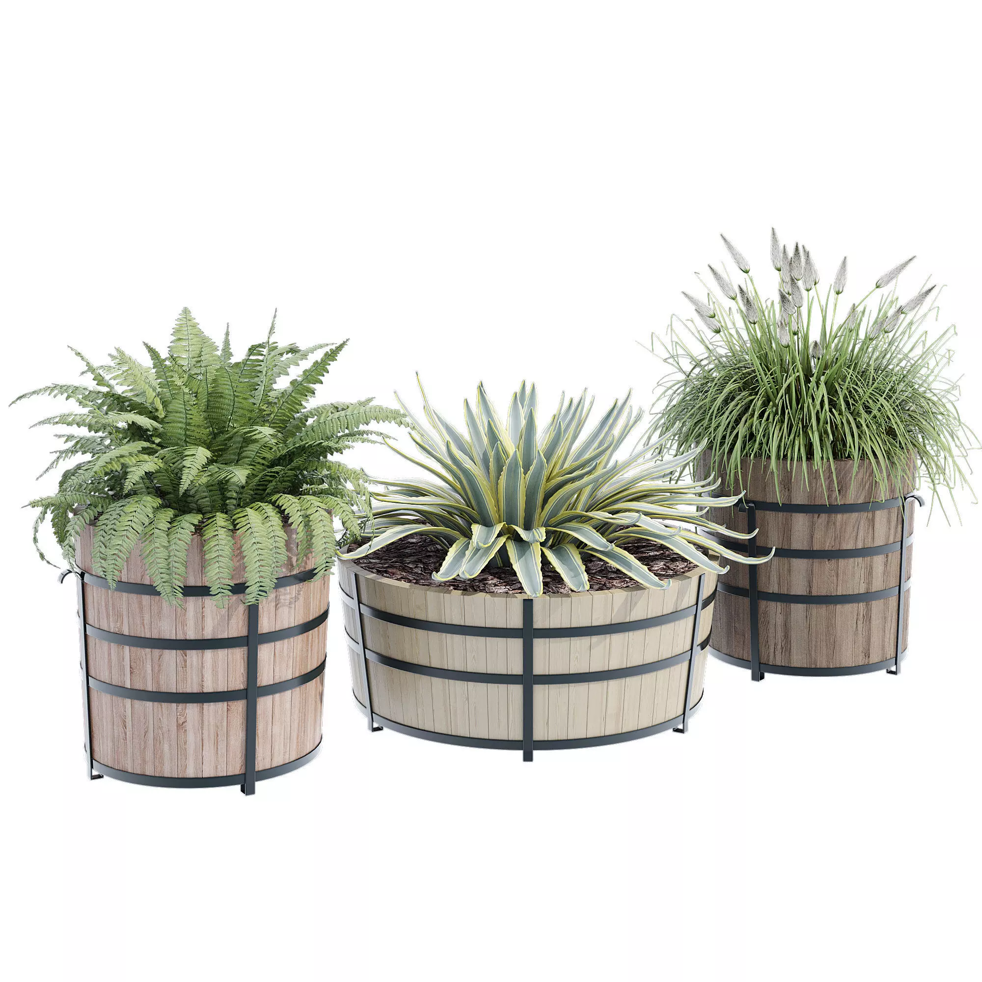 Half Barrel Planters 3D model